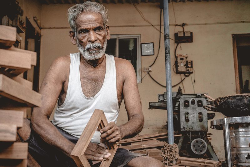 An experienced carpenter in his workshop